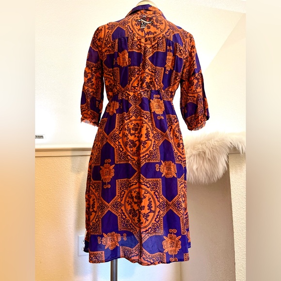 EUC S Odd Molly Vibrant Blue Orange Dress - Picture 9 of 12